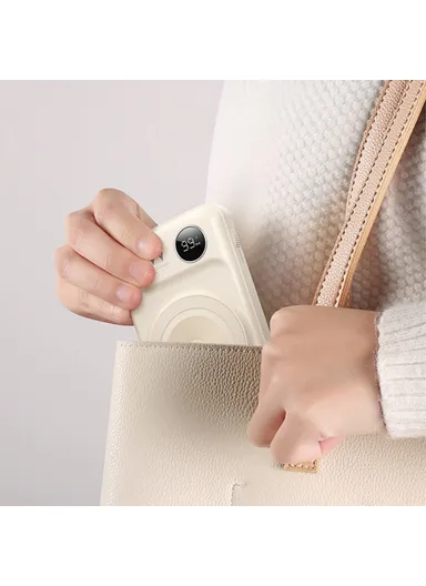 10000mAh 20W+22.5W Portable Cabled &amp; Magnetic Wireless Fast Charging Power Bank Phone Charger RPP-572- Black