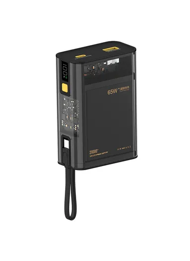 20000mAh 65W Power Bank Phone Charger External Battery with Built-In Type-C Cable E45