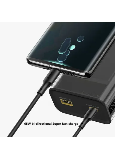 20000mAh 65W Power Bank Phone Charger External Battery with Built-In Type-C Cable E45