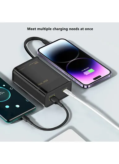20000mAh 65W Power Bank Phone Charger External Battery with Built-In Type-C Cable E45