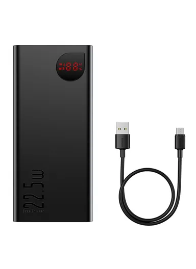 40000mAh 22.5W Portable Charger External Battery Pack, Digital Display Fast Charging Power Bank PPADM40 - Black