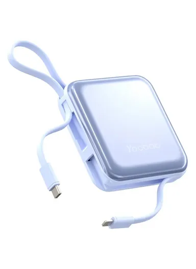 10000mAh Portable Phone Charger Power Bank, External Battery Pack with Built-in Cables LK10 - Blue