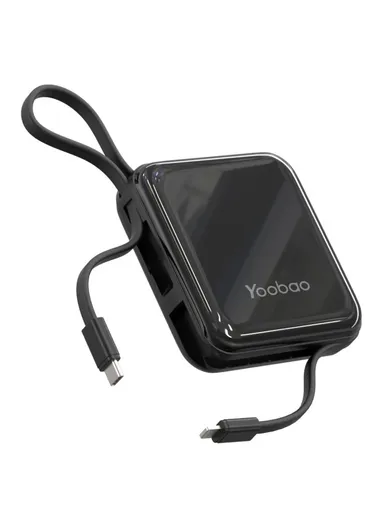 10000mAh Portable Phone Charger Power Bank, External Battery Pack with Built-in Cables LK10 - Black