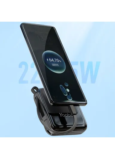 10000mAh Portable Phone Charger Power Bank, External Battery Pack with Built-in Cables LK10 - Black