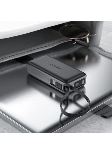 10000mAh 30W Fast Charging Power Bank Battery with Built-in Type-C Cable M7-10000 