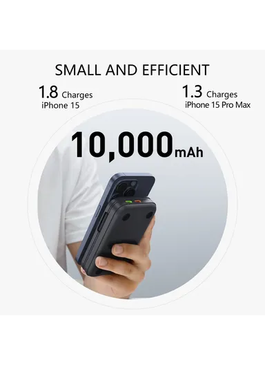 10000mAh 15W Magnetic Multifunctional Round Panel Power Bank Wireless Charger MP05 - Black