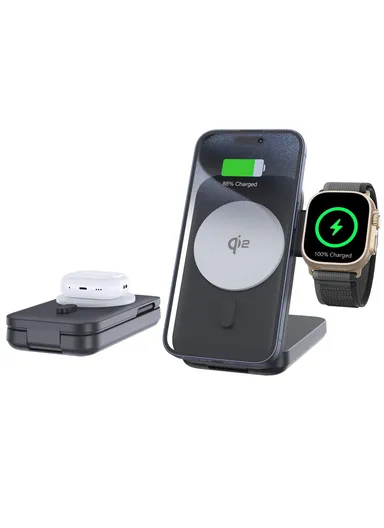 10000mAh 15W Magnetic Multifunctional Round Panel Power Bank Wireless Charger MP05 - White