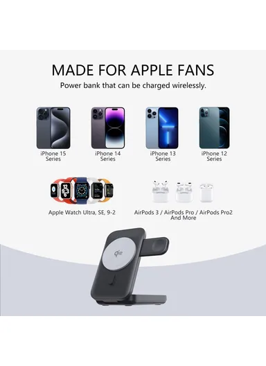 10000mAh 15W Magnetic Multifunctional Round Panel Power Bank Wireless Charger MP05 - White