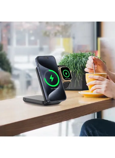 10000mAh 15W Magnetic Multifunctional Round Panel Power Bank Wireless Charger MP05 - White