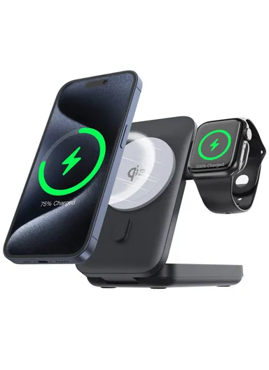 10000mAh 15W Magnetic Multifunctional Round Panel Power Bank Wireless Charger MP05 - White