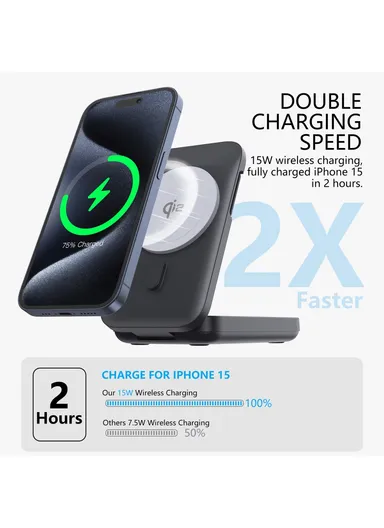 10000mAh 15W Magnetic Multifunctional Round Panel Power Bank Wireless Charger MP05 - White