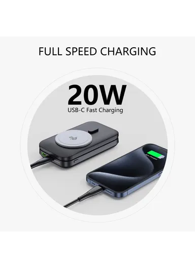 10000mAh 15W Magnetic Multifunctional Round Panel Power Bank Wireless Charger MP05 - White