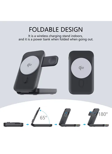 10000mAh 15W Magnetic Multifunctional Round Panel Power Bank Wireless Charger MP05 - White