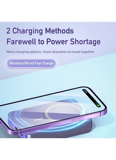 10000mAh Mini Phone Charger Magnetic Wireless Charging Power Bank with Digital Display  P39K - AWEI