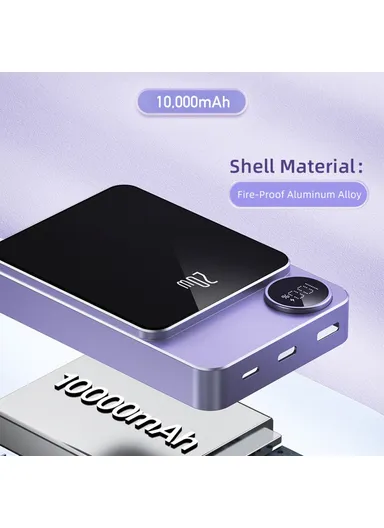 10000mAh Mini Phone Charger Magnetic Wireless Charging Power Bank with Digital Display  P39K - AWEI