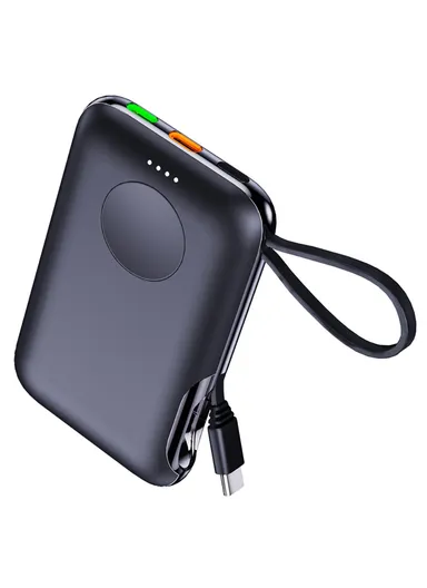 5000mAh 20W Portable Magnetic Smart Watch Wireless Power Bank with Built-in Type-C Cable Phone Charger V11S 