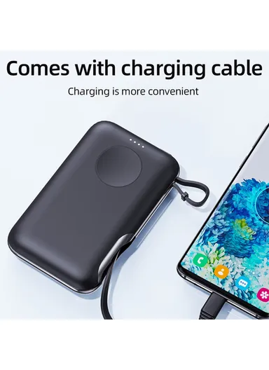 5000mAh 20W Portable Magnetic Smart Watch Wireless Power Bank with Built-in Type-C Cable Phone Charger V11S 