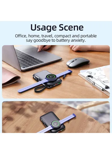 5000mAh 20W Portable Magnetic Smart Watch Wireless Power Bank with Built-in Type-C Cable Phone Charger V11S 