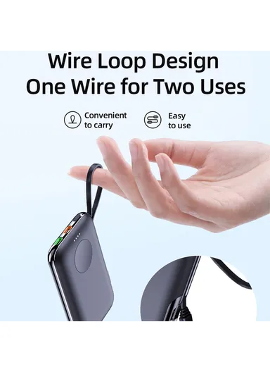 5000mAh 20W Portable Magnetic Smart Watch Wireless Power Bank with Built-in Type-C Cable Phone Charger V11S 