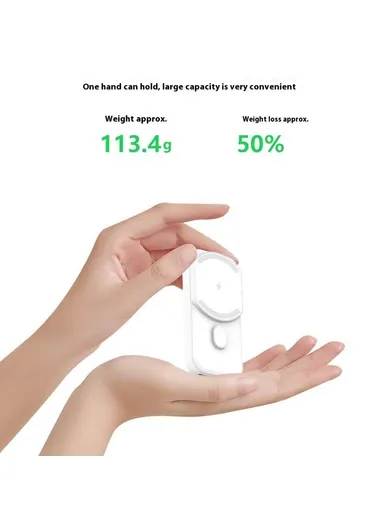 5000mAh 15W/20W Portable Mini Magnetic Wireless Charging Power Bank L2A - Black