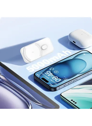 5000mAh 15W/20W Portable Mini Magnetic Wireless Charging Power Bank L2A - Black