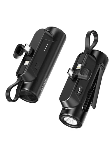 5000mAh Portable Mini Type-C Plug Capsule Power Bank with Built-in Lightning Cable M1L 