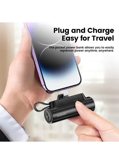 5000mAh Portable Mini Lightning Plug Capsule Power Bank with Built-in Type-C Cable M1L 