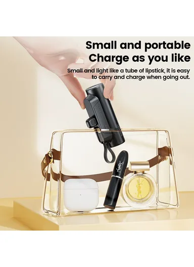 5000mAh Portable Mini Lightning Plug Capsule Power Bank with Built-in Type-C Cable M1L 