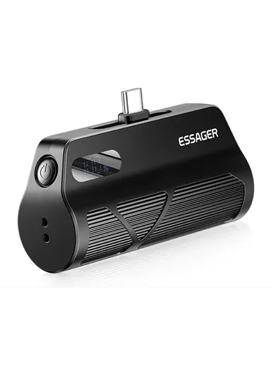 5000mAh Dual Plugs Power Bank, Digital Display Phone Charger with Type-C &amp; Lightning Plugs - Black