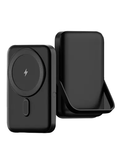 10000mAh PD 20W Magnetic Wireless &amp; Wired Power Bank, Phone Charger with Folding Kickstand T159 - Black