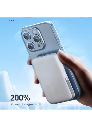 T159 10000mAh PD 20W Magnetic Wireless Power Bank ABS+PC Phone Charger with Folding Kickstand - White