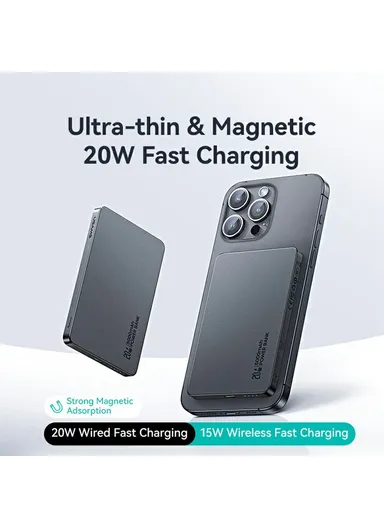 5000mAh 20W Portable Charger Magnetic Wireless &amp; Wired Power Bank, Slim Battery Pack Charger CD231 - White