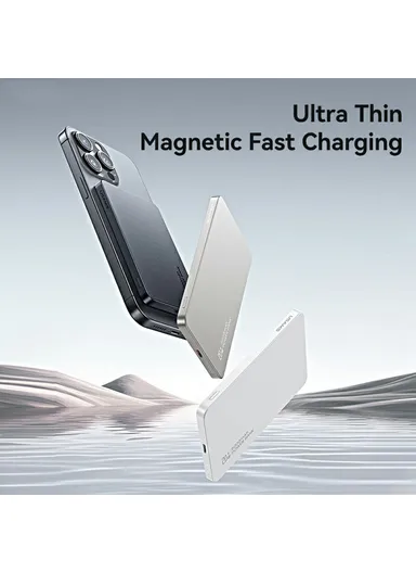 5000mAh 20W Portable Charger Magnetic Wireless &amp; Wired Power Bank, Slim Battery Pack Charger CD231 - White