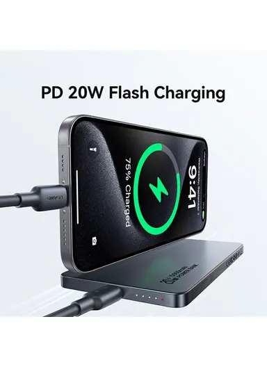 5000mAh 20W Portable Charger Magnetic Wireless &amp; Wired Power Bank, Slim Battery Pack Charger CD231 - White