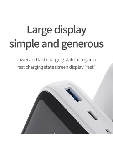 20000mAh 20W Portable Power Bank, Fast Charging Charger with Built-in Type-C &amp; Lightning Cable JP312 - Black