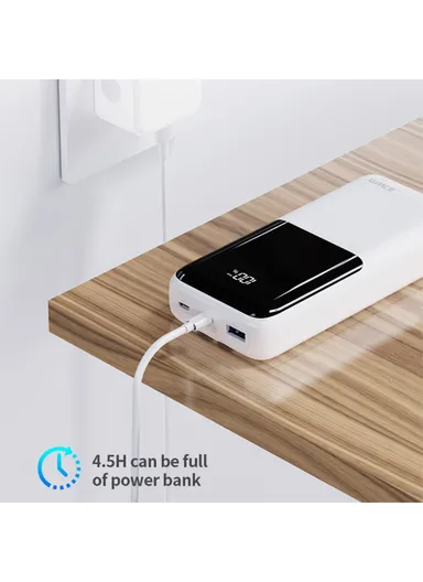 20000mAh 20W Portable Power Bank, Fast Charging Charger with Built-in Type-C &amp; Lightning Cable JP312 - Black