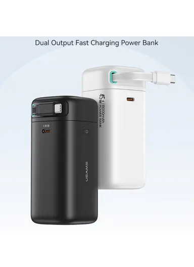 18000mAh  45W Power Bank, Dual Type-C Power Station with Retractable Magnetic Cable US-CD216 - Black