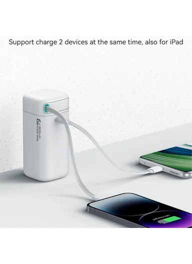 18000mAh  45W Power Bank, Dual Type-C Power Station with Retractable Magnetic Cable US-CD216 - Black