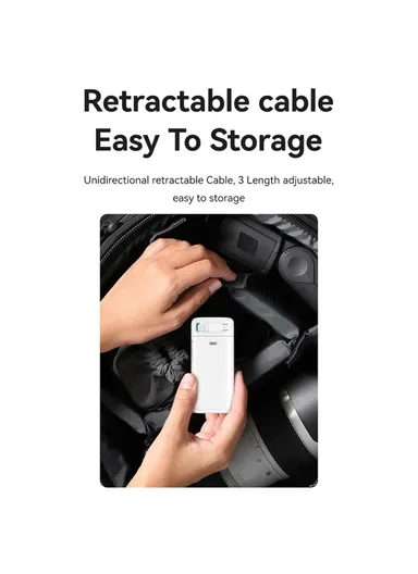 18000mAh  45W Power Bank, Dual Type-C Power Station with Retractable Magnetic Cable US-CD216 - Black