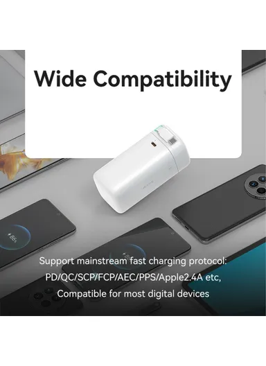 18000mAh  45W Power Bank, Dual Type-C Power Station with Retractable Magnetic Cable US-CD216 - Black