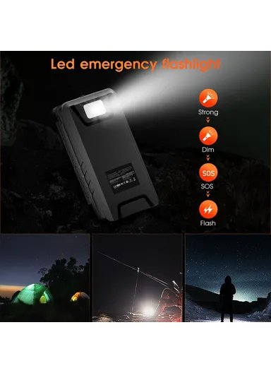 20000mAh 4-Solar Panels IP65 Waterproof Wireless Charging Power Bank with Emergency Flashlight YD-820SW
