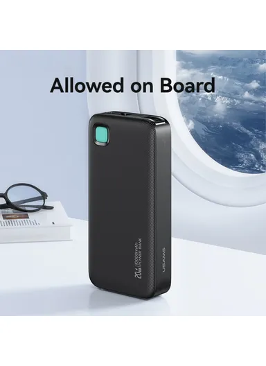 10000mAh 20W Power Bank, Fast Charging Battery Pack with Built-In Type-C Cable CD224 - Black