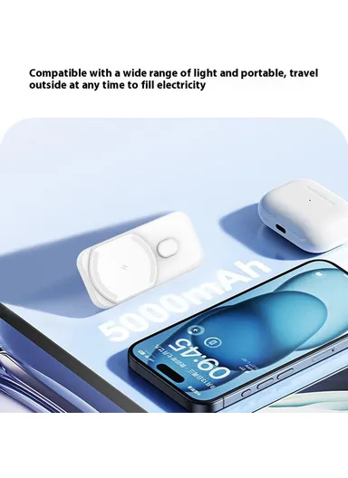 10000mAh 15W Portable Mini Magnetic Wireless &amp; Wired Charging Power Bank L2B - White