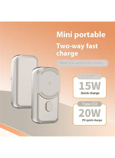 10000mAh 15W Portable Mini Magnetic Wireless &amp; Wired Charging Power Bank L2B - Titanium Gold
