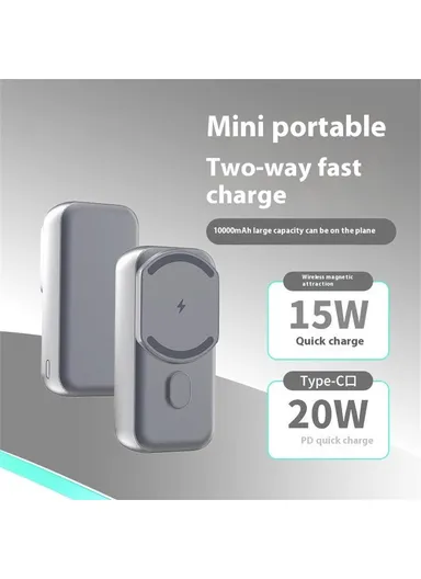 10000mAh 15W Portable Mini Magnetic Wireless &amp; Wired Charging Power Bank L2B - Tarnish
