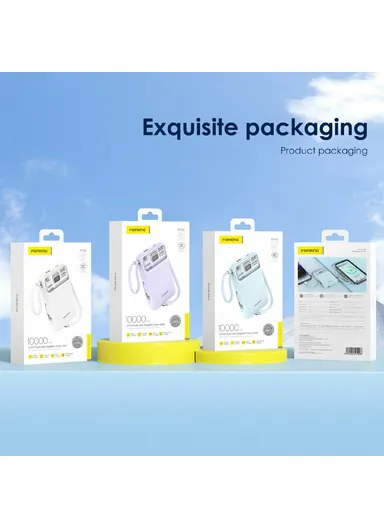 10000mAh 15W Wireless Magnetic Fast Charging Power Bank Built-in Lightning &amp; Type-C Cables PX112 - White