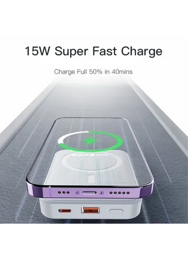 10000mAh 15W Power Bank Wired &amp; Magnetic Adsorption Phone Wireless Charger YP45 