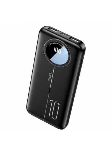 10000mAh Portable Power Bank, Dual USB Output Digital Display Phone Charger Power Bank YP40 - Black