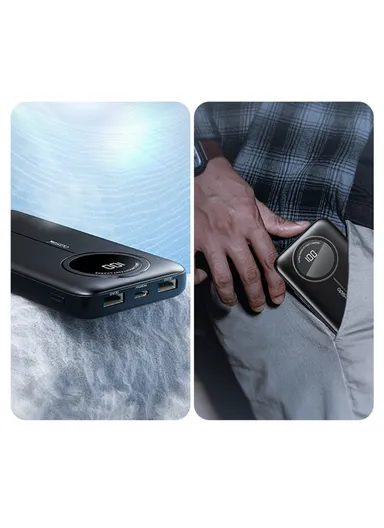 10000mAh Portable Power Bank, Dual USB Output Digital Display Phone Charger Power Bank YP40 - Black