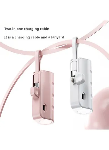 3300mAh KC Mobile Phone Charger IP Plug Mini Capsule Power Bank with Type-C Cable - Pink